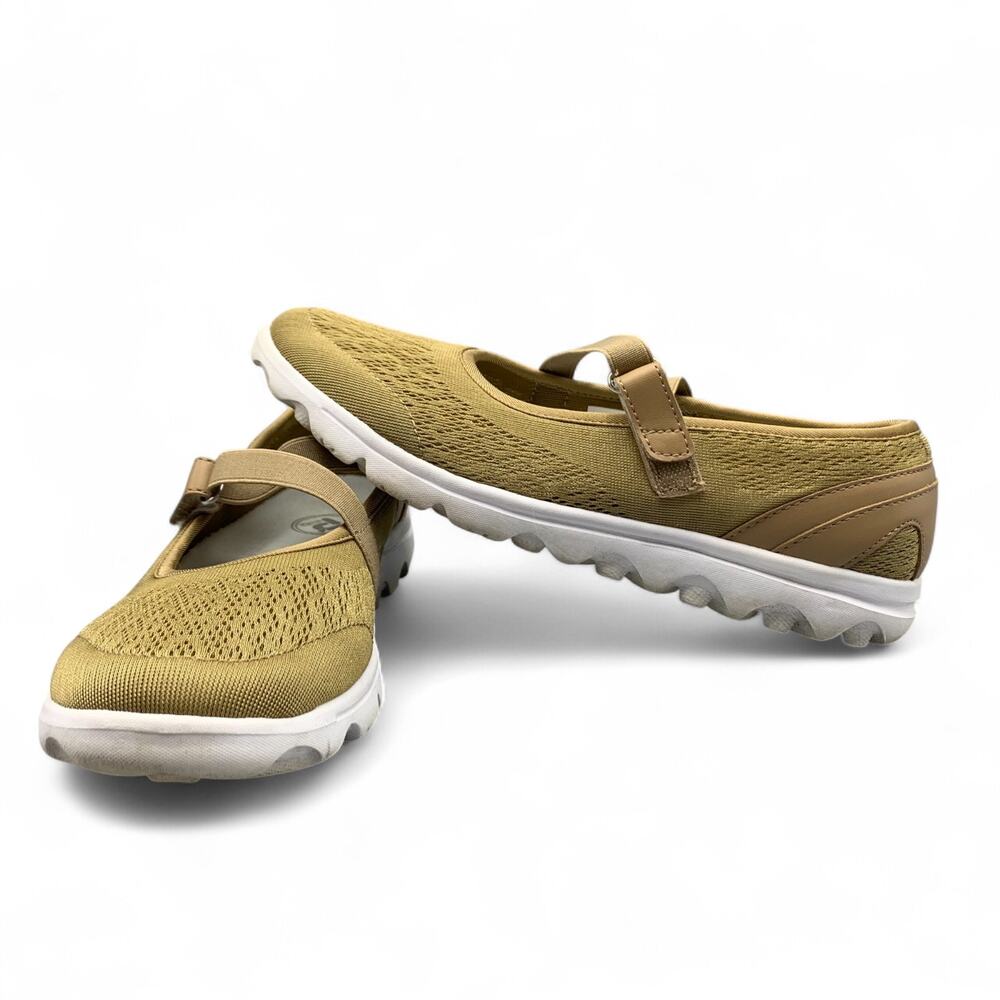Propet Travel Active Mesh Shoes Size 8 1/2 AA Honey Brown Knit Comfort Walking